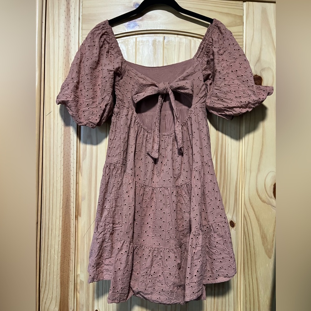 By Together, mini dress, light pink/ terra-cotta color, Size Small